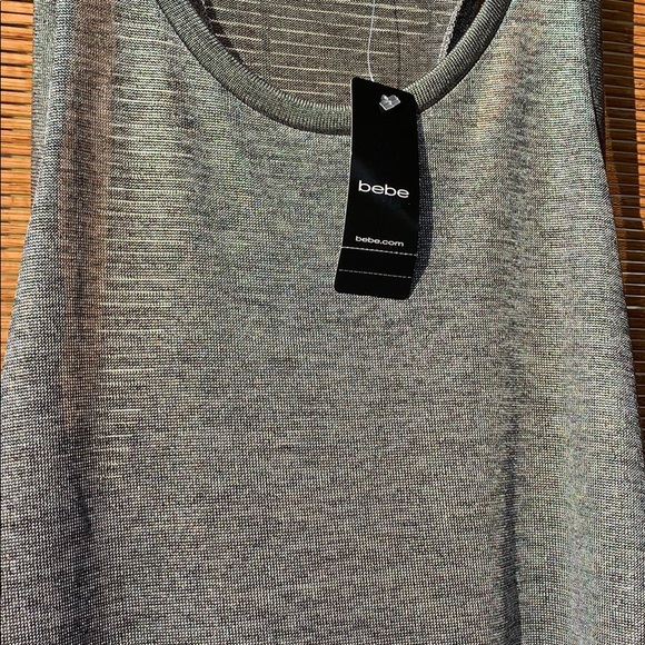 Bebe metallic asymmetric tank top shimmer chic racerback gold bronze NYE - Picture 6 of 8